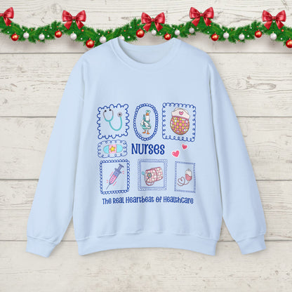Nurses Heartbeat of Healthcare Sweatshirt – Cute Medical Worker Crewneck, Nurse Appreciation Gift, Healthcare Hero Pullover