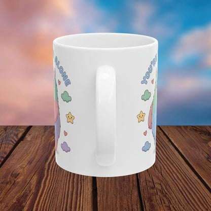 You’re Never Alone Mug – Cute Comfort Creature Ceramic Mug, Encouraging Gift Cup