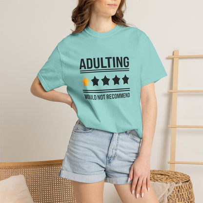 Adulting Would Not Recommend Funny 1-Star Review T-Shirt