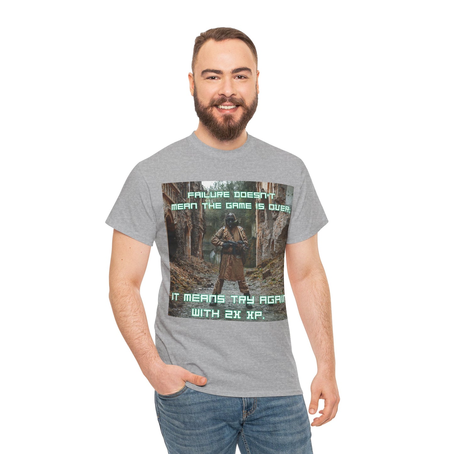 Gamer Motivational Tee - "Failure Doesn't Mean The Game Is Over" Retro RPG Graphic Shirt