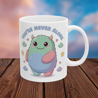 You’re Never Alone Mug – Cute Comfort Creature Ceramic Mug, Encouraging Gift Cup