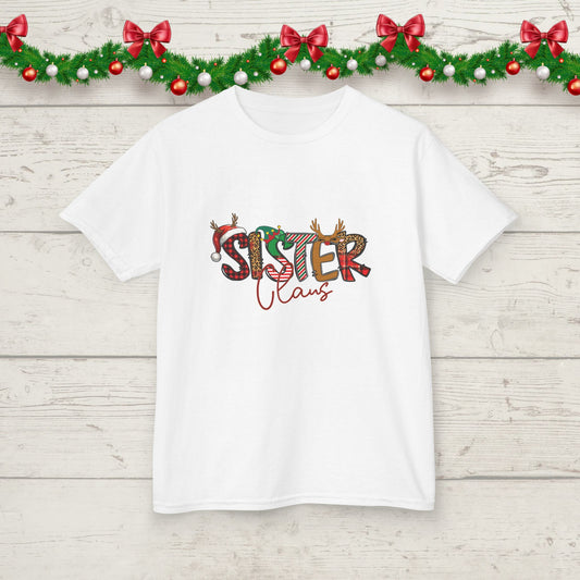 Kids T-Shirt — "Sister Claus" Festive Christmas Graphic Tee for Girls