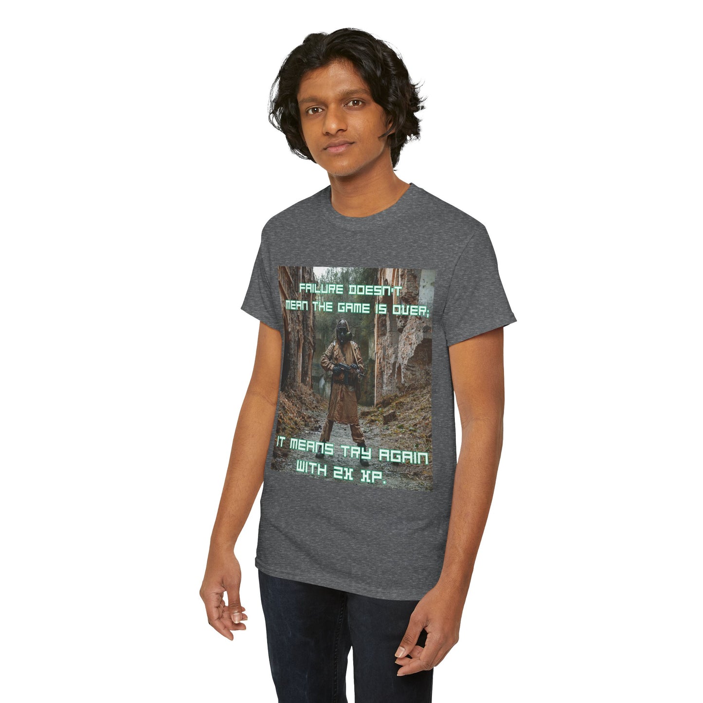 Gamer Motivational Tee - "Failure Doesn't Mean The Game Is Over" Retro RPG Graphic Shirt