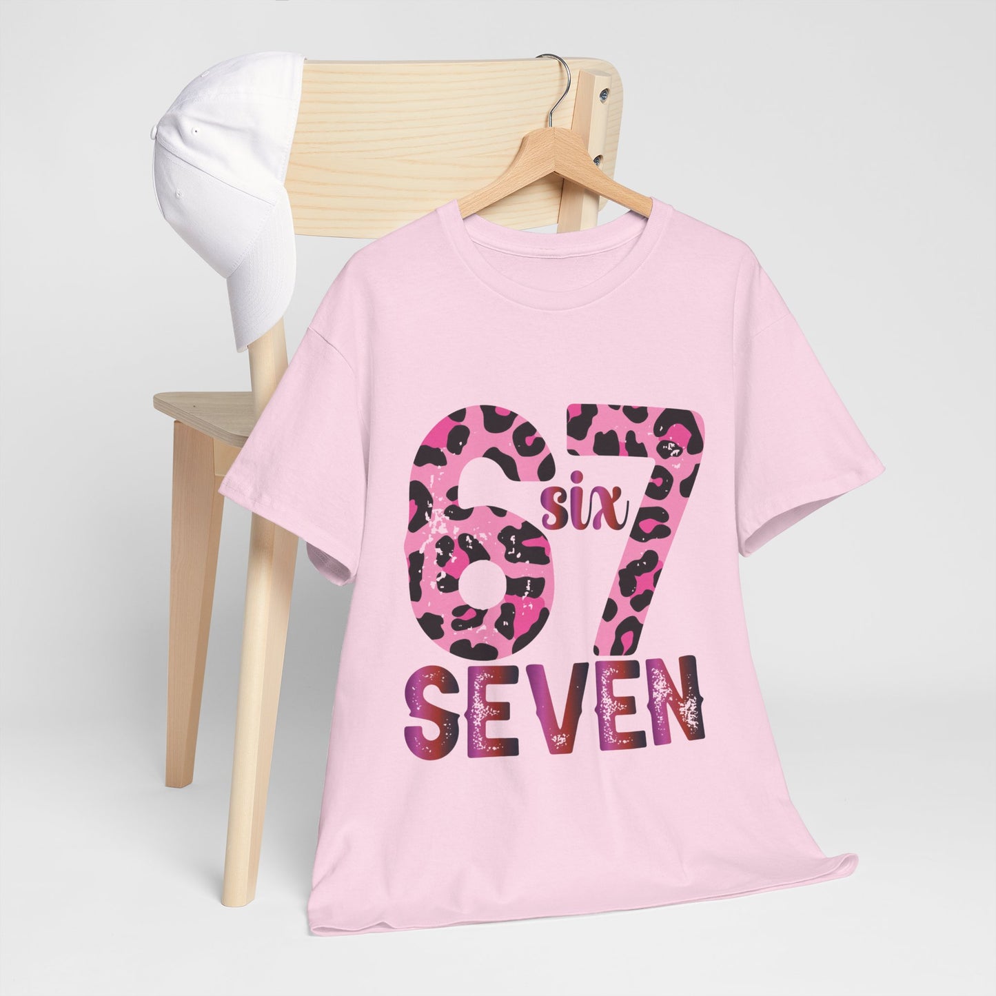 67 Seven Pink Leopard Print Tee — Birthday Number Shirt