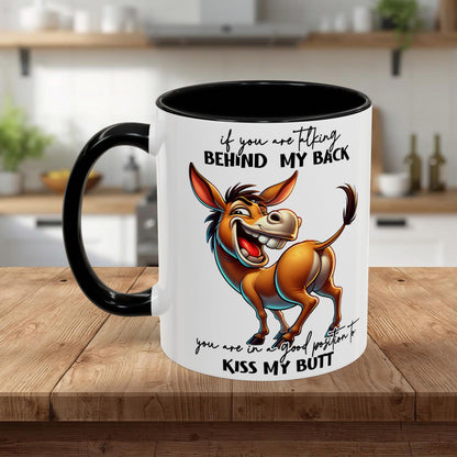 Funny Donkey 'Kiss My Butt' Accent Coffee Mug (11/15oz)