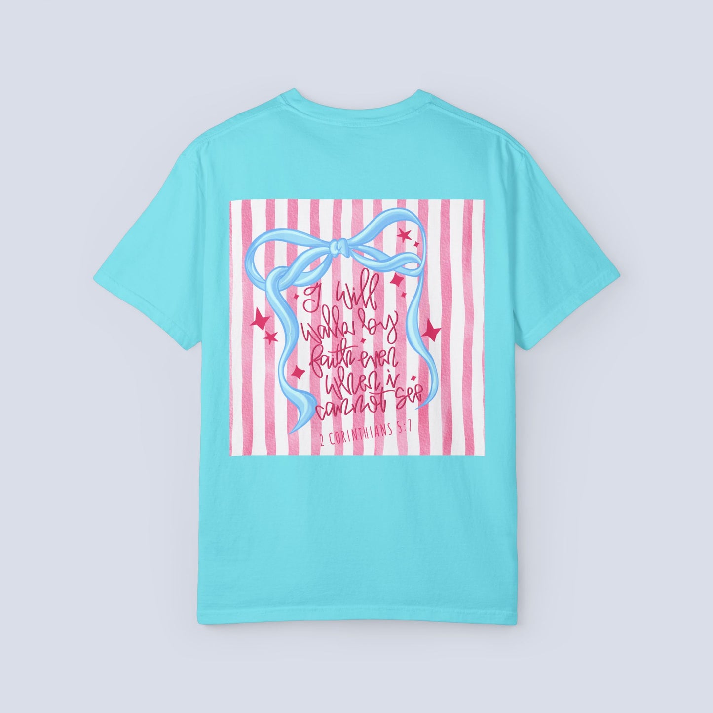 I Will Keep Walking By Faith Ribbon Graphic T-Shirt