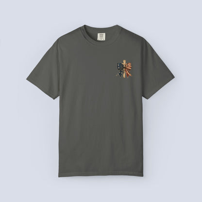 Patriotic God Bless America T-Shirt — Est. 1776 Flag Bow Tee