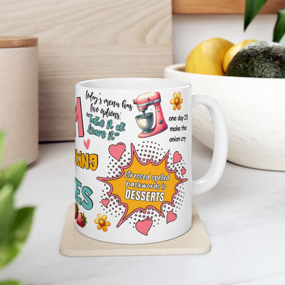 Mom Cooking Jokes Ceramic Mug — Funny Kitchen Mom Gift/ Gift Mug (11oz & 15oz)