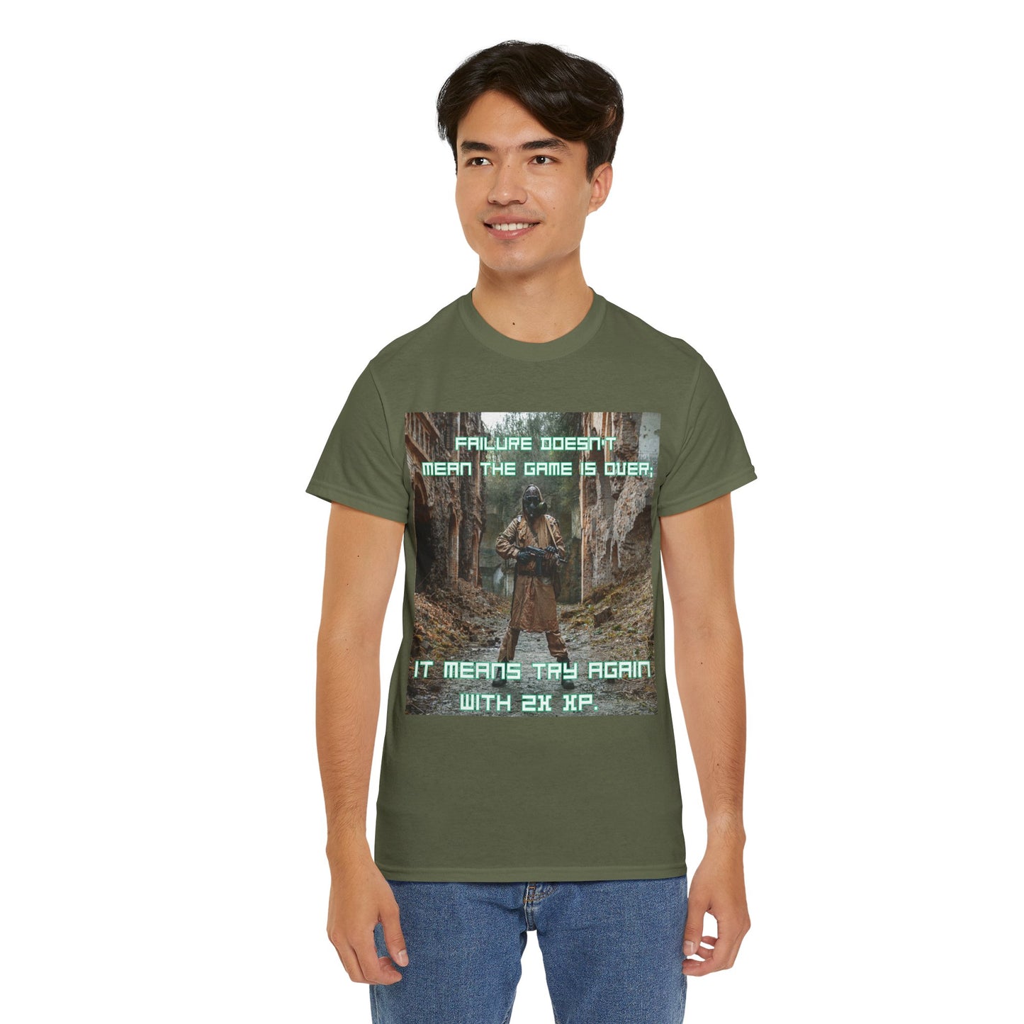 Gamer Motivational Tee - "Failure Doesn't Mean The Game Is Over" Retro RPG Graphic Shirt
