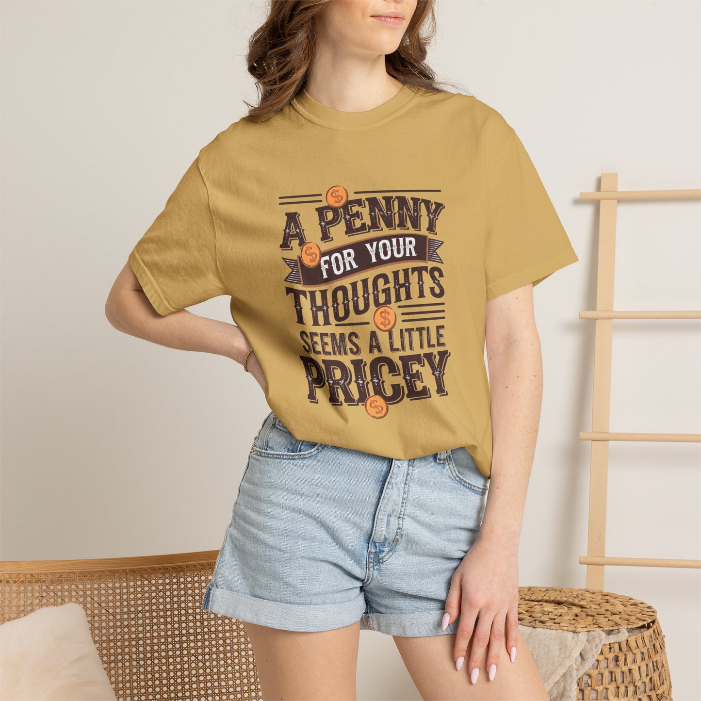 A Penny For Your Thoughts Tee — Funny Vintage Coin Quote T-Shirt