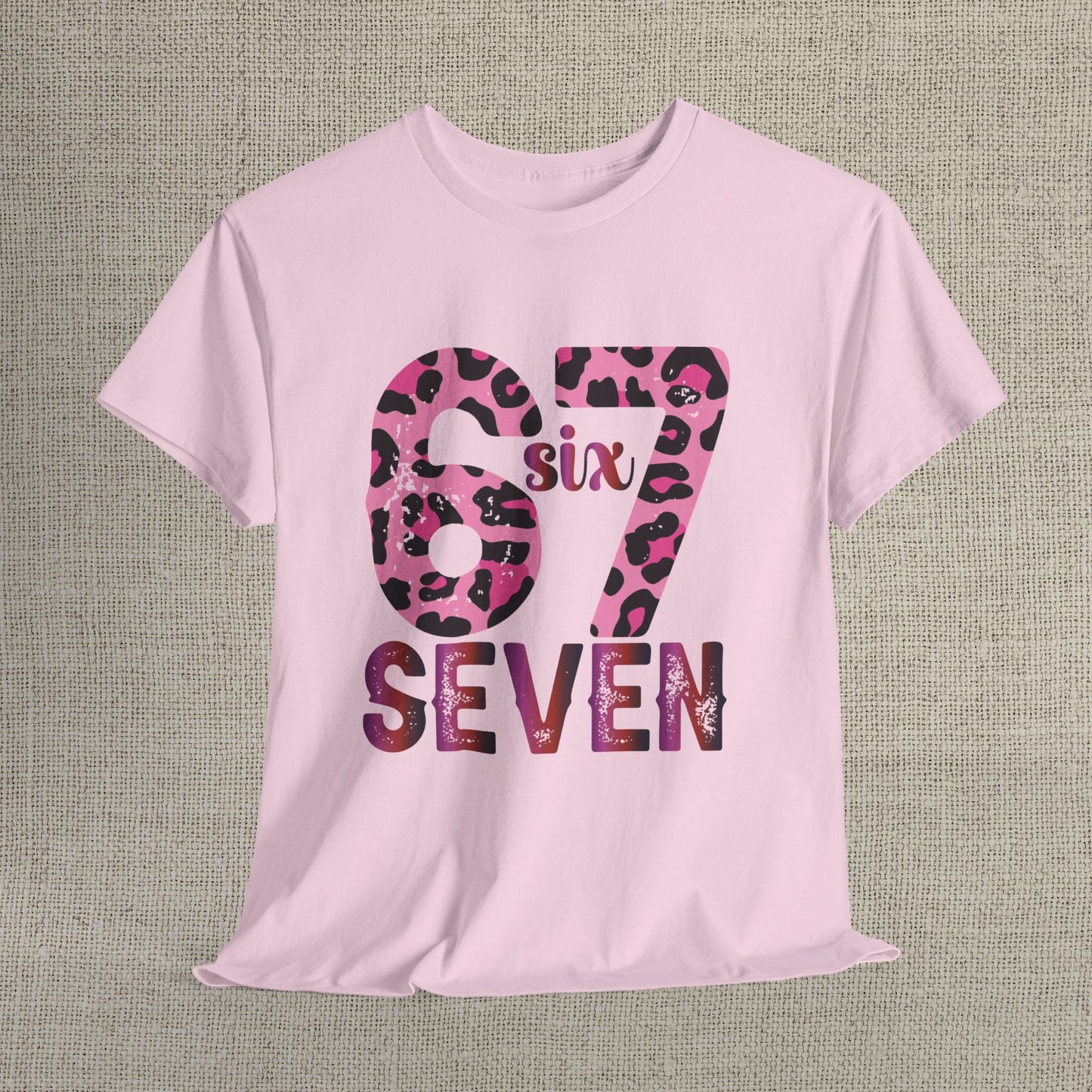 67 Seven Pink Leopard Print Tee — Birthday Number Shirt