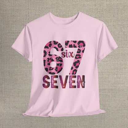 67 Seven Pink Leopard Print Tee — Birthday Number Shirt