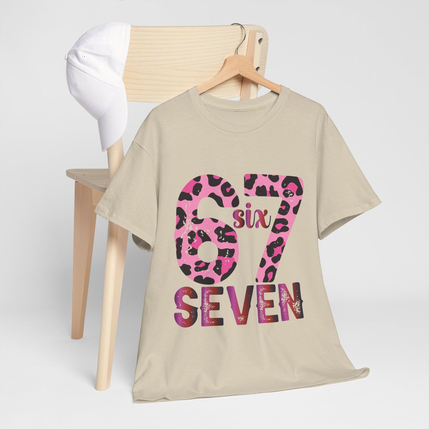 67 Seven Pink Leopard Print Tee — Birthday Number Shirt