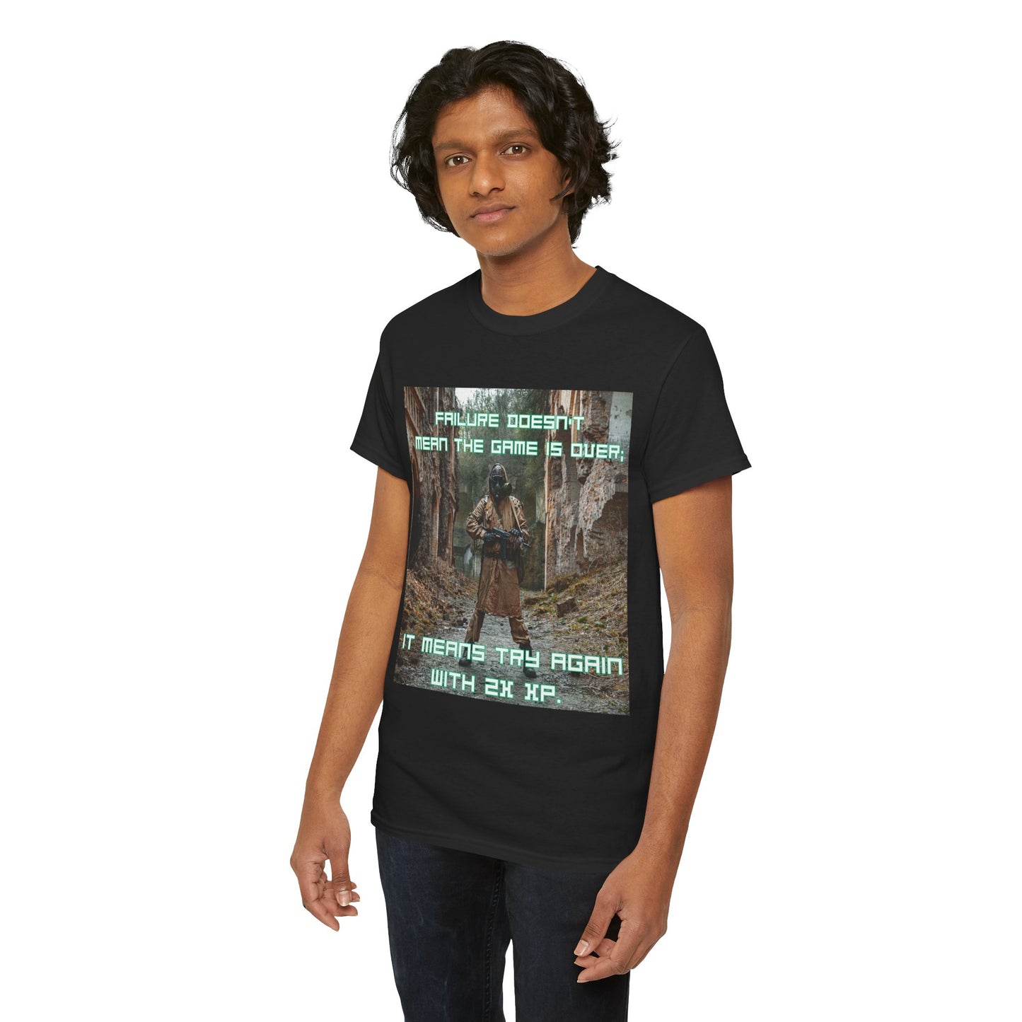 Gamer Motivational Tee - "Failure Doesn't Mean The Game Is Over" Retro RPG Graphic Shirt