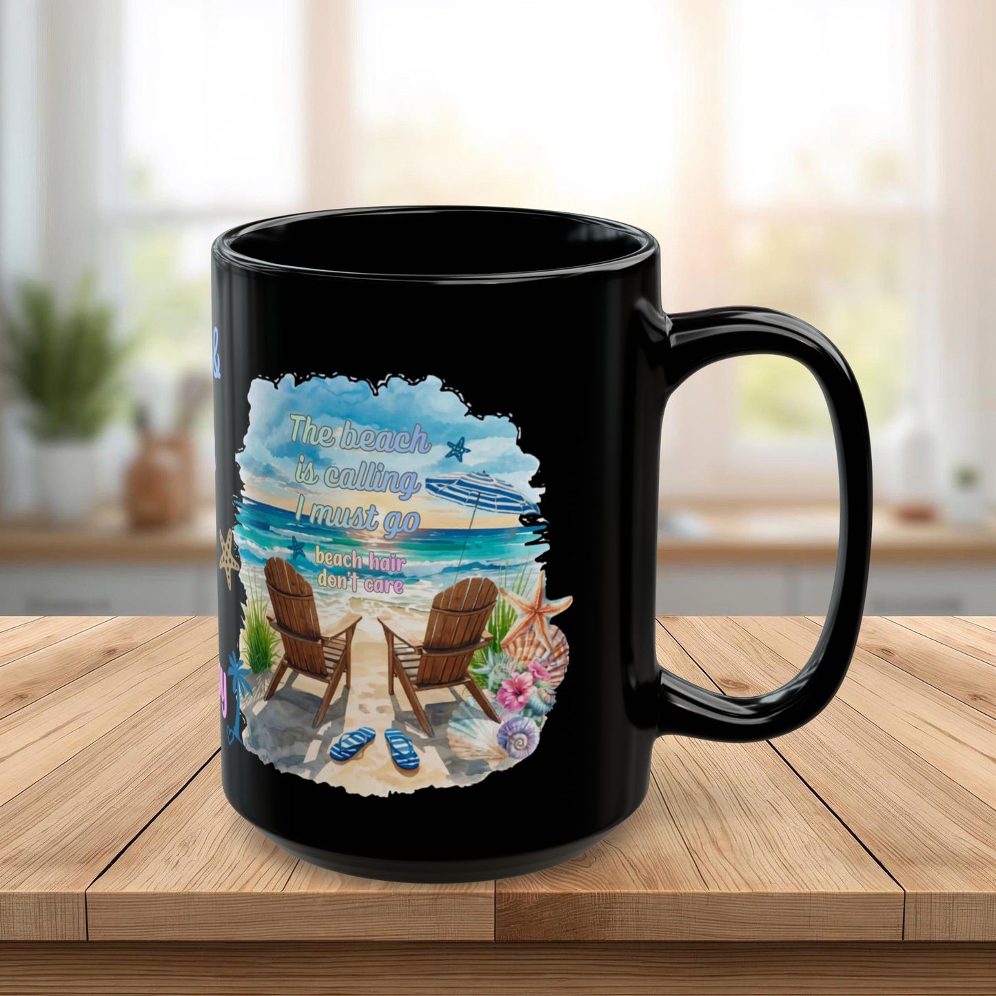 Beach Mug - "Salt & Sun Are My Therapy" Scenic Ocean Coffee Cup (11oz/15oz)