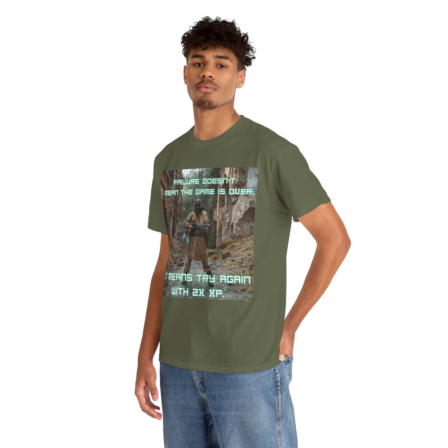 Gamer Motivational Tee - "Failure Doesn't Mean The Game Is Over" Retro RPG Graphic Shirt