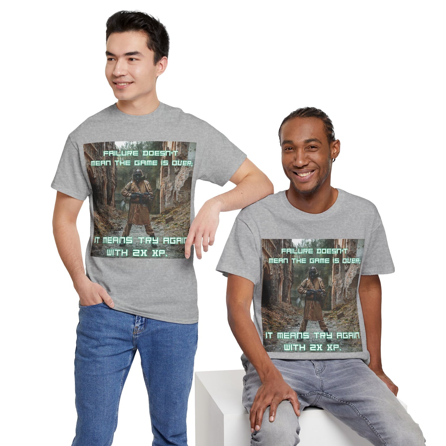 Gamer Motivational Tee - "Failure Doesn't Mean The Game Is Over" Retro RPG Graphic Shirt