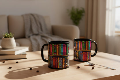 Black Cat Stained Glass Mug – Colorful Gothic Cat Coffee Mug, Artistic Cat Lover Gift, Vibrant Mosaic Cat Cup (11oz & 15oz)