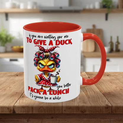 Funny 'To Give a Duck' Accent Coffee Mug – Pack-a-Lunch Sarcastic Gift (11/15oz)