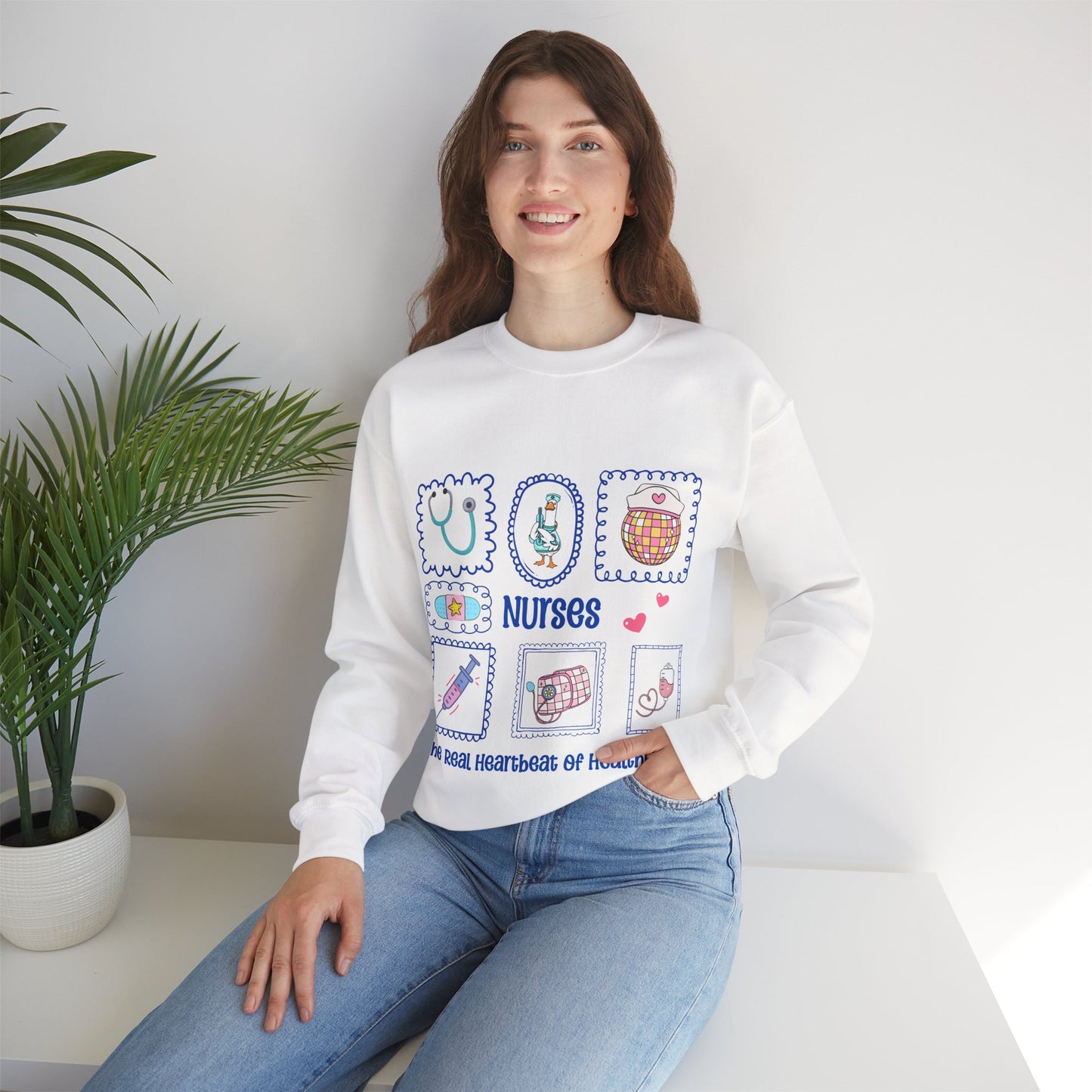 Nurses Heartbeat of Healthcare Sweatshirt – Cute Medical Worker Crewneck, Nurse Appreciation Gift, Healthcare Hero Pullover