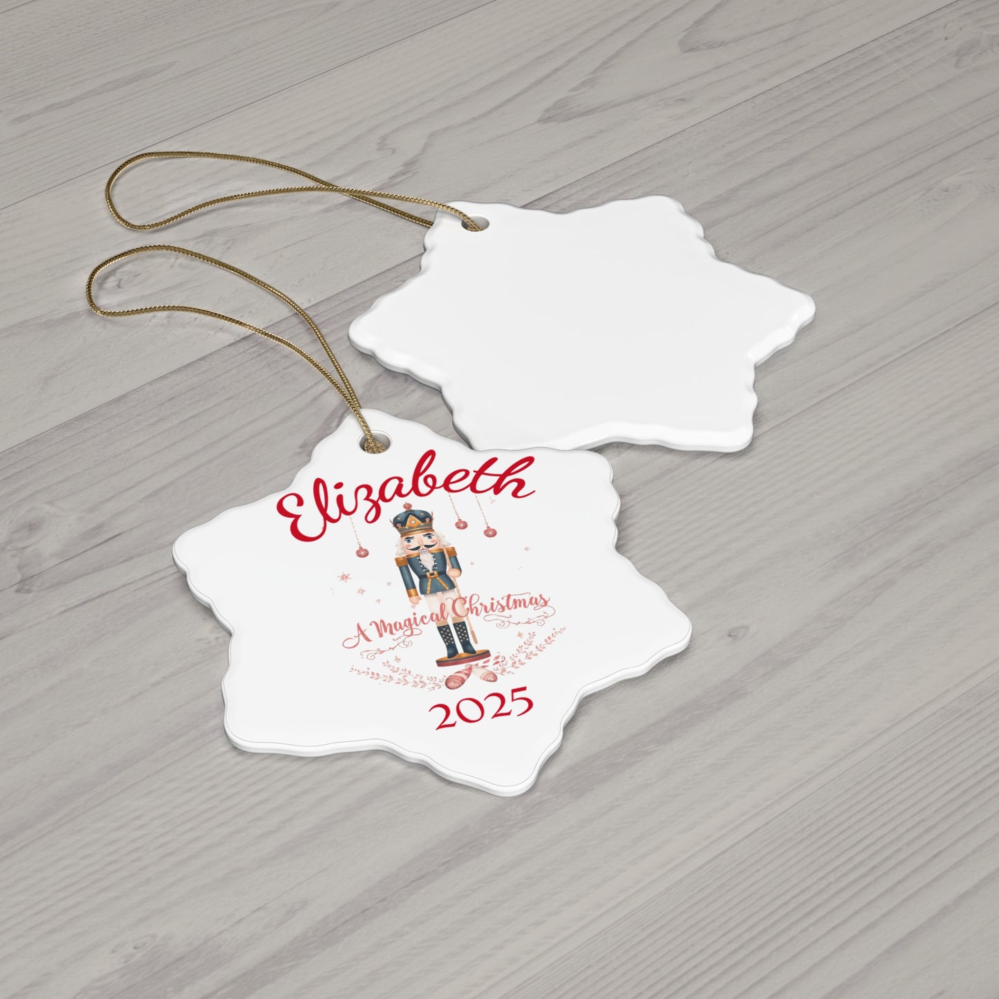 Personalized Nutcracker Christmas Ornament – Custom Name & Year Ceramic Holiday Keepsake