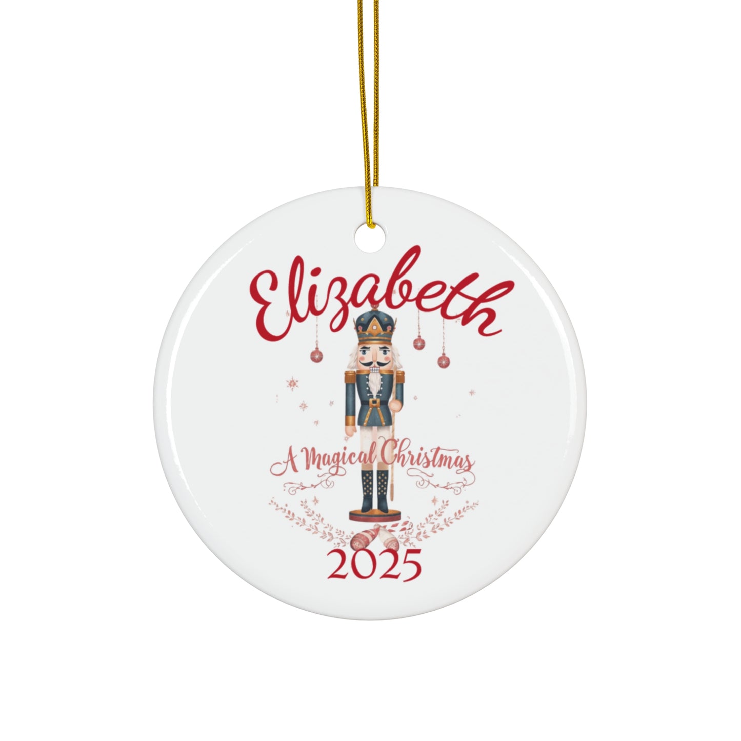 Personalized Nutcracker Christmas Ornament – Custom Name & Year Ceramic Holiday Keepsake