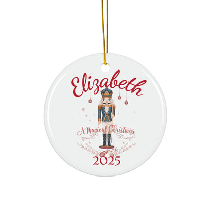 Personalized Nutcracker Christmas Ornament – Custom Name & Year Ceramic Holiday Keepsake