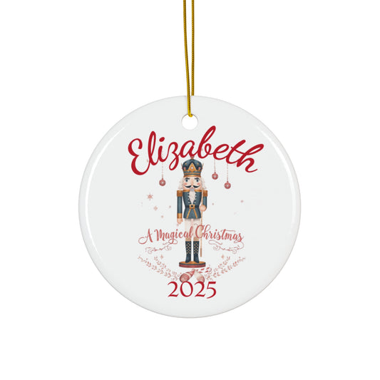 Personalized Nutcracker Christmas Ornament – Custom Name & Year Ceramic Holiday Keepsake