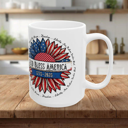 God Bless America Ceramic Mug — Patriotic 4th of July Coffee Cup (11oz & 15oz)