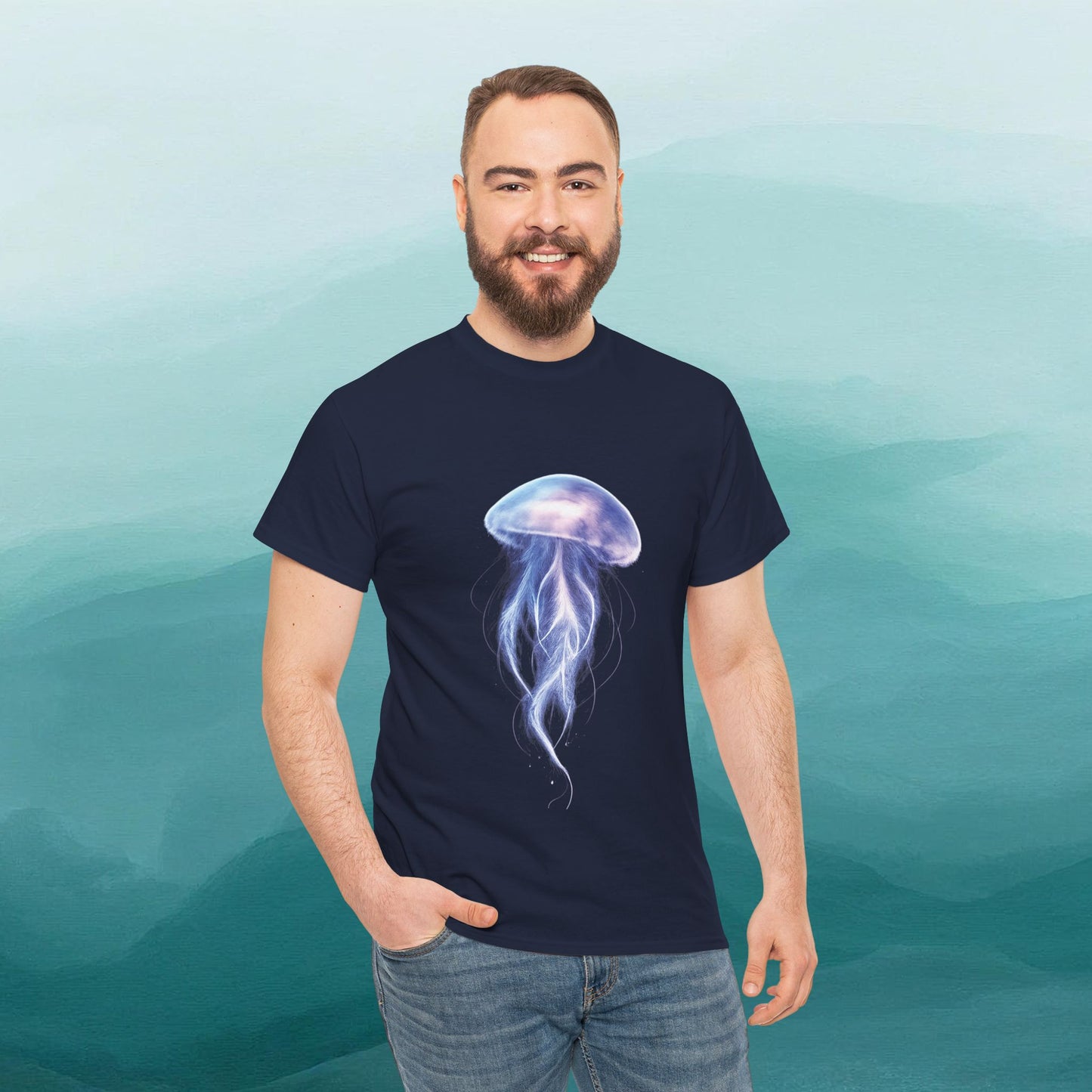 Bioluminescent Jellyfish T-Shirt | Glow Ocean Tee | Vaporwave Aesthetic | Gildan 5000