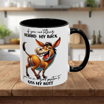 Funny Donkey 'Kiss My Butt' Accent Coffee Mug (11/15oz)