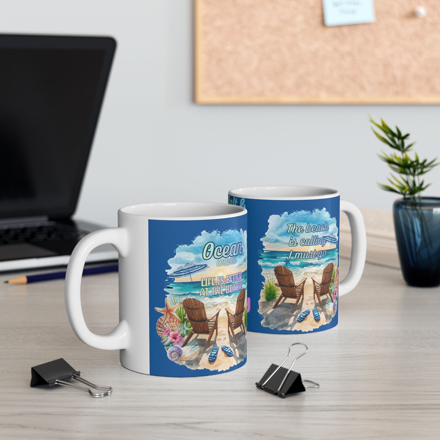 Beach-Themed Ceramic Mug - "Salt & Sun Are My Therapy" (11oz/15oz)