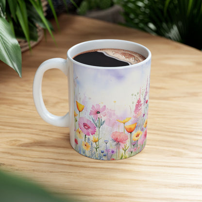 Pastel Meadow Floral Ceramic Mug — "Sip Slowly and Let the Day Unfurl"