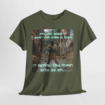 Gamer Motivational Tee - "Failure Doesn't Mean The Game Is Over" Retro RPG Graphic Shirt