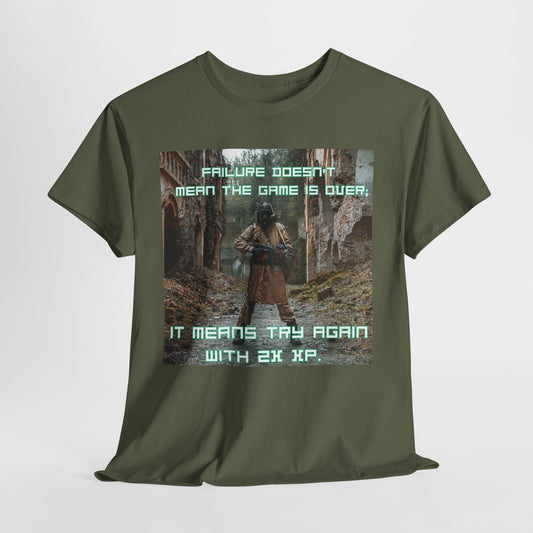Gamer Motivational Tee - "Failure Doesn't Mean The Game Is Over" Retro RPG Graphic Shirt