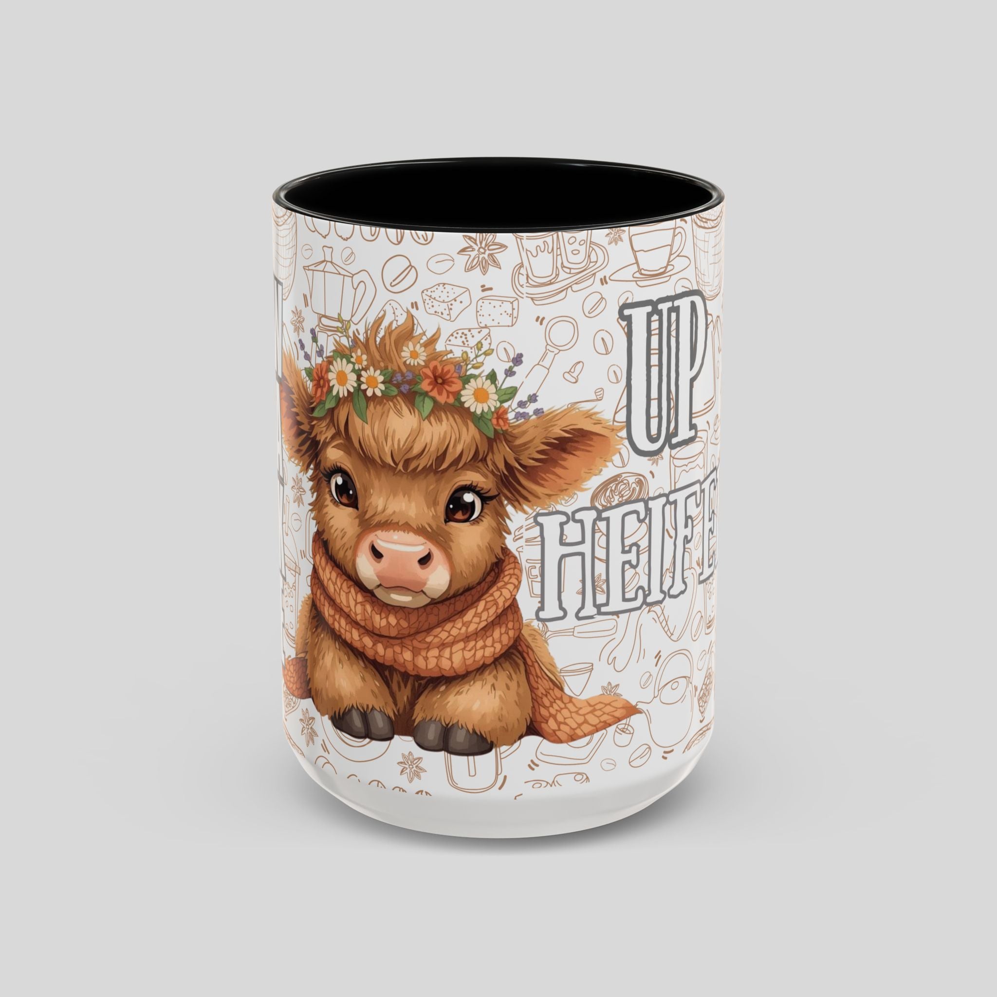 Cute Highland Cow Coffee Mug - Heffier Wake Up! Perfect Gift for Animal Lovers, Cute Mug, Kitchen Decor, Cozy Coffee Cup, Gift for Cow Lovers