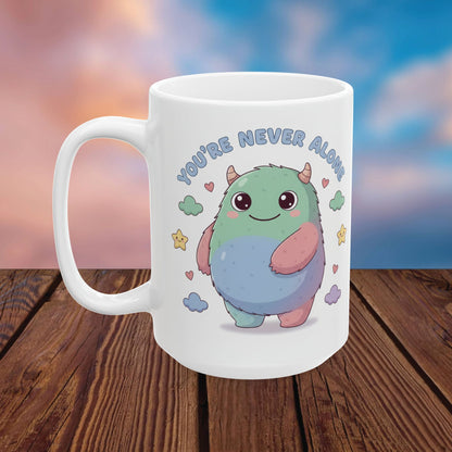 You’re Never Alone Mug – Cute Comfort Creature Ceramic Mug, Encouraging Gift Cup