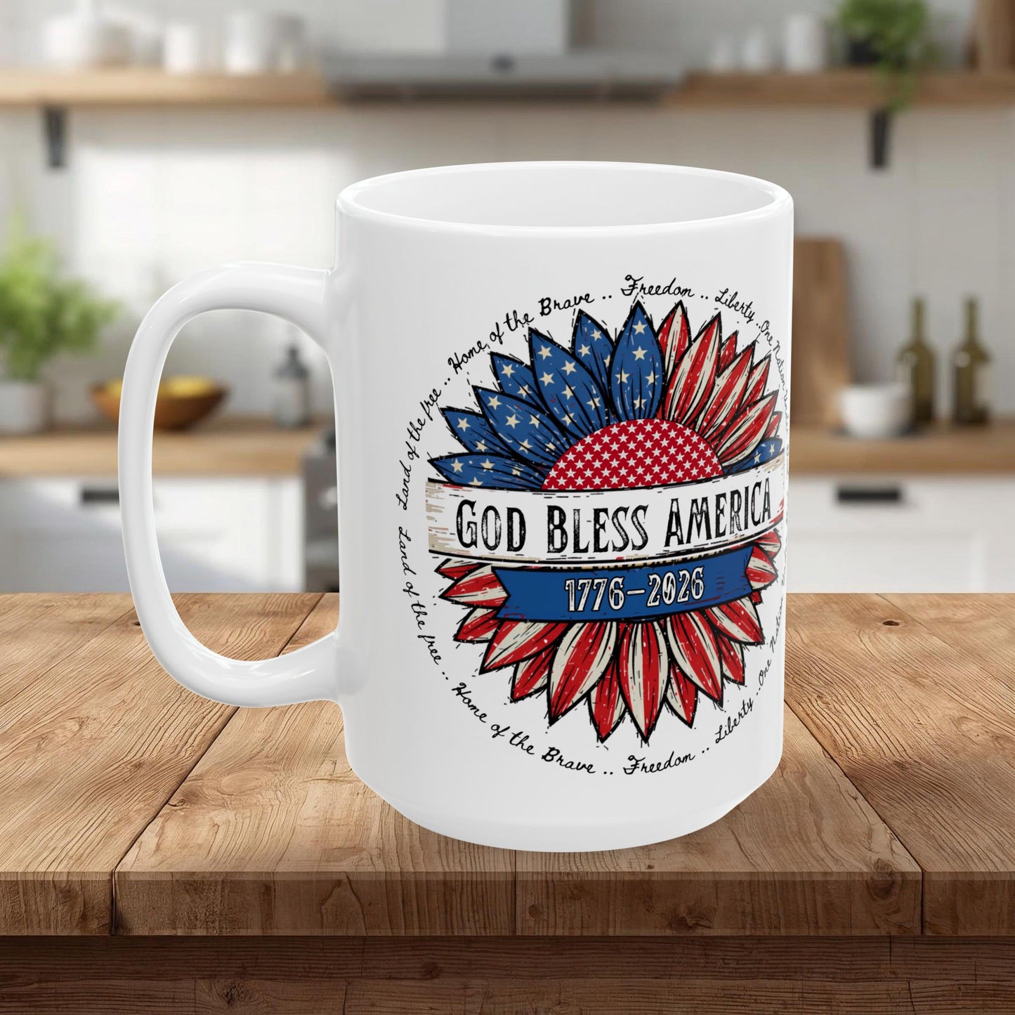 God Bless America Ceramic Mug — Patriotic 4th of July Coffee Cup (11oz & 15oz)