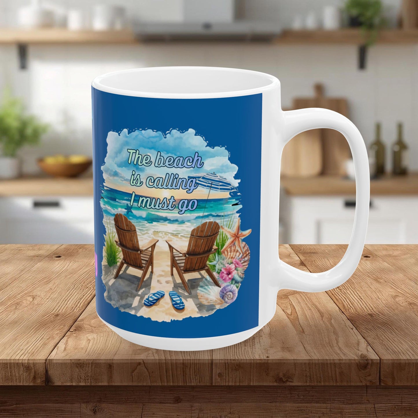 Beach-Themed Ceramic Mug - "Salt & Sun Are My Therapy" (11oz/15oz)