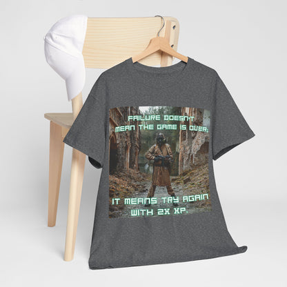 Gamer Motivational Tee - "Failure Doesn't Mean The Game Is Over" Retro RPG Graphic Shirt