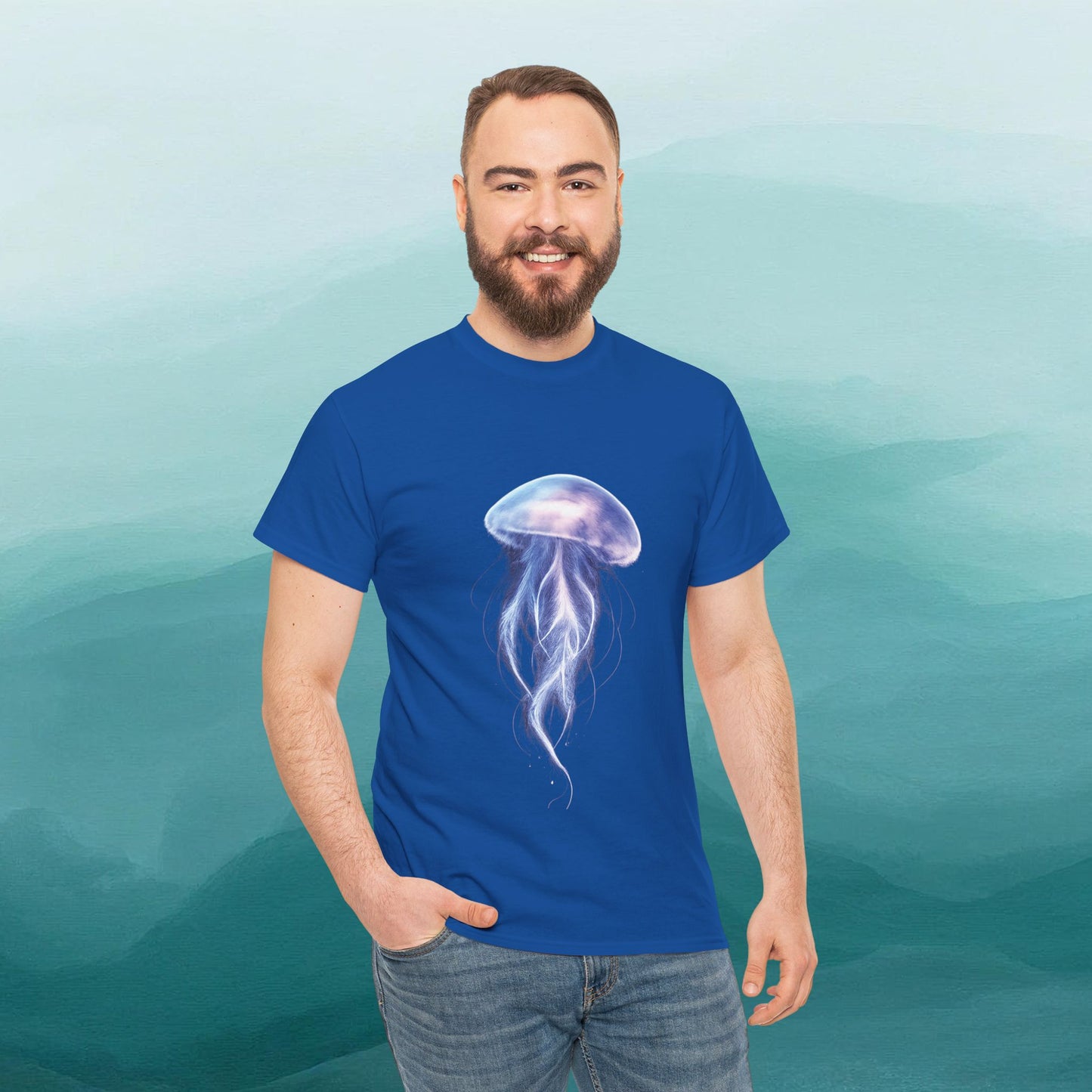 Bioluminescent Jellyfish T-Shirt | Glow Ocean Tee | Vaporwave Aesthetic | Gildan 5000
