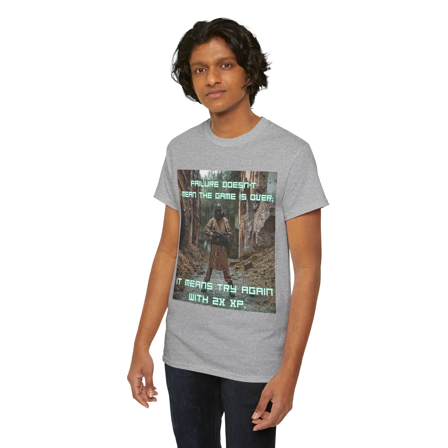 Gamer Motivational Tee - "Failure Doesn't Mean The Game Is Over" Retro RPG Graphic Shirt
