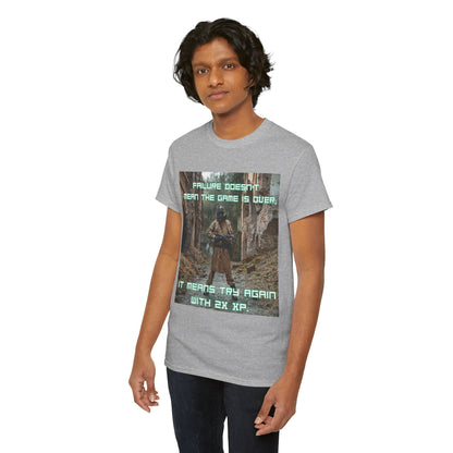 Gamer Motivational Tee - "Failure Doesn't Mean The Game Is Over" Retro RPG Graphic Shirt