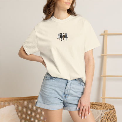 Embroidered Comfort Colors Cat T-Shirt — Cute Cat Patch Tee