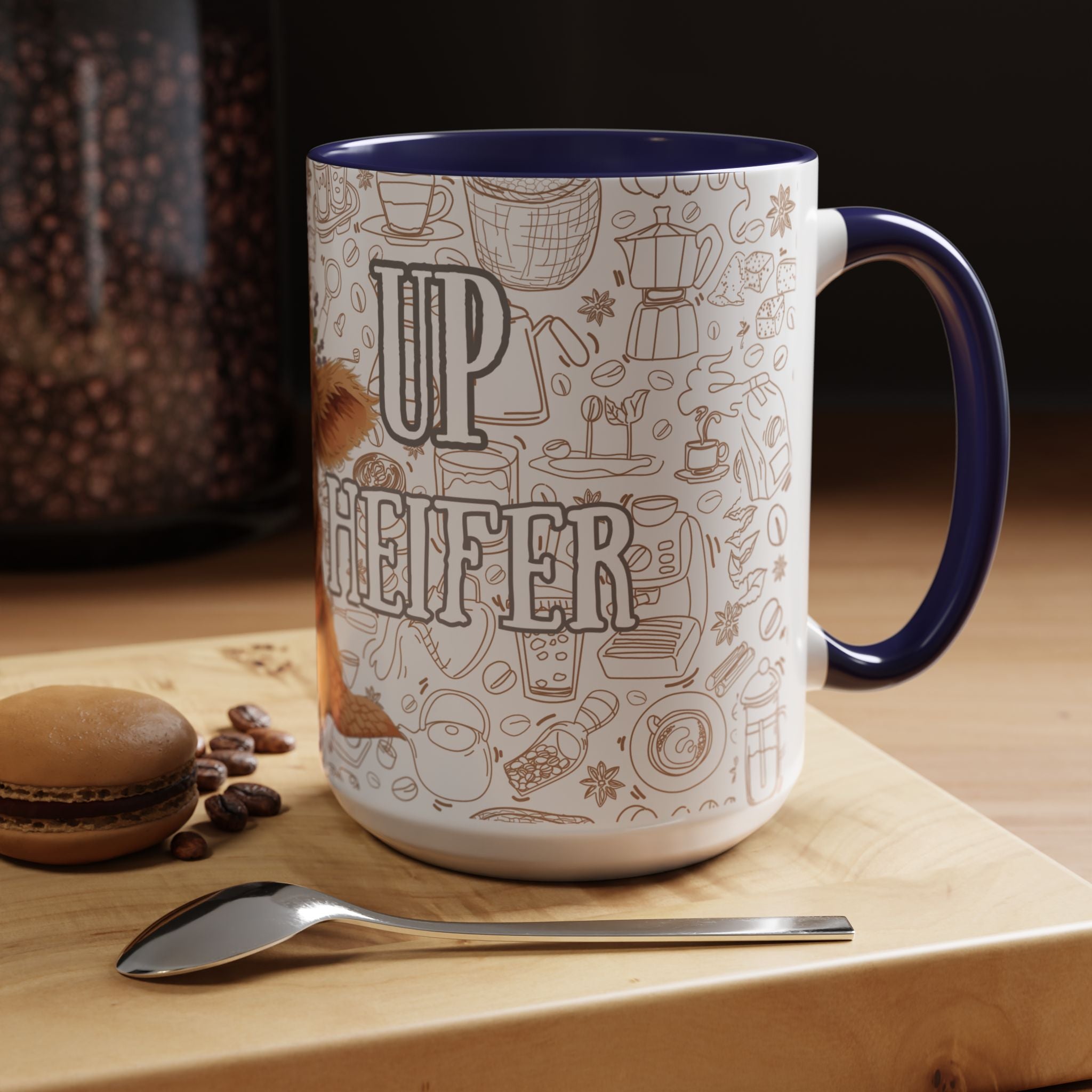 Cute Highland Cow Coffee Mug - Heffier Wake Up! Perfect Gift for Animal Lovers, Cute Mug, Kitchen Decor, Cozy Coffee Cup, Gift for Cow Lovers