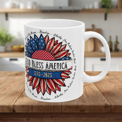 God Bless America Ceramic Mug — Patriotic 4th of July Coffee Cup (11oz & 15oz)