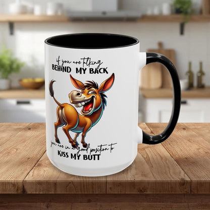 Funny Donkey 'Kiss My Butt' Accent Coffee Mug (11/15oz)