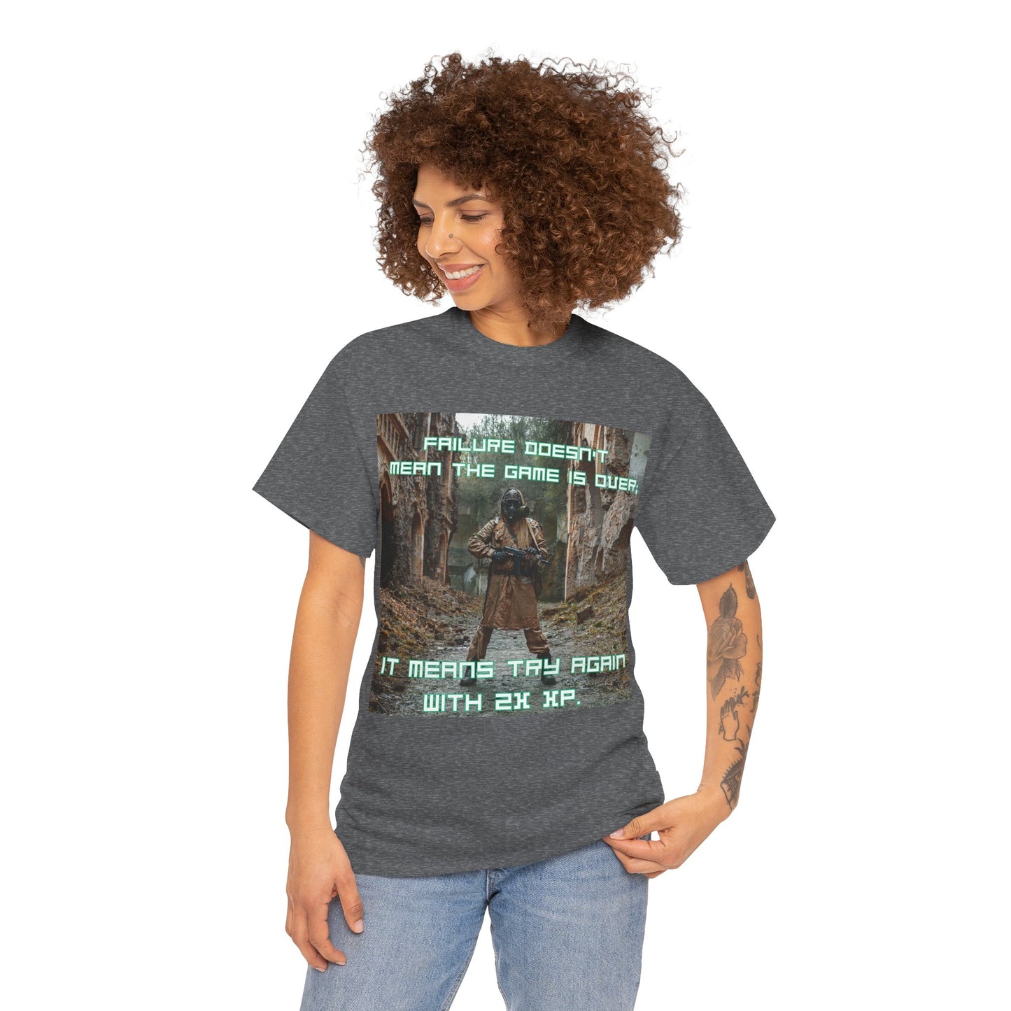 Gamer Motivational Tee - "Failure Doesn't Mean The Game Is Over" Retro RPG Graphic Shirt