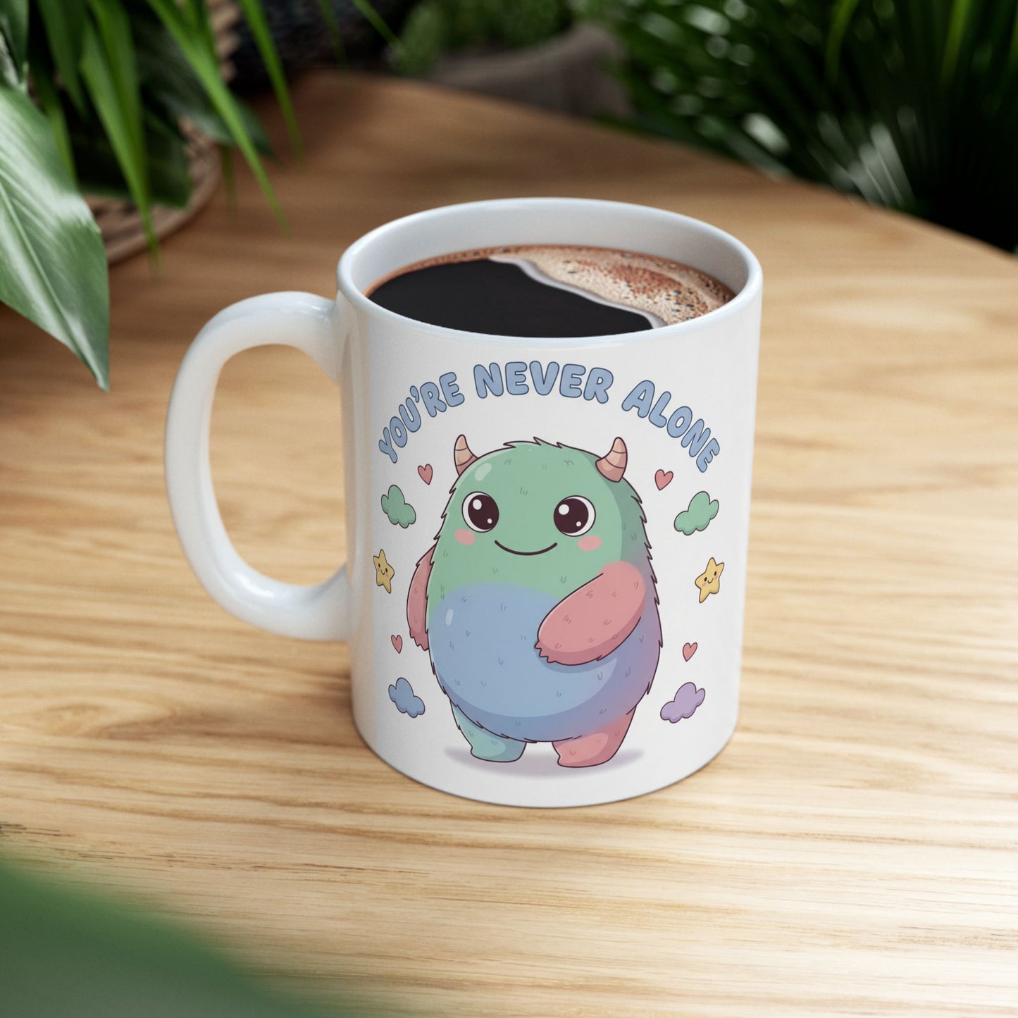 You’re Never Alone Mug – Cute Comfort Creature Ceramic Mug, Encouraging Gift Cup