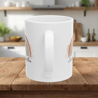 Inspirational Rainbow Ceramic Mug — "Just Breathe" Coffee Cup, Gift Mug  (11oz/15oz)